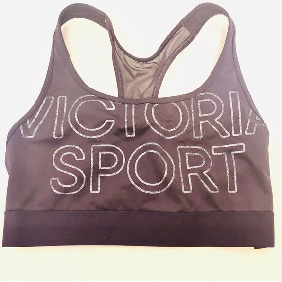 Victoria’s Secret Sports bra purple mauve mesh large logo NWOT -S - Picture 8 of 9